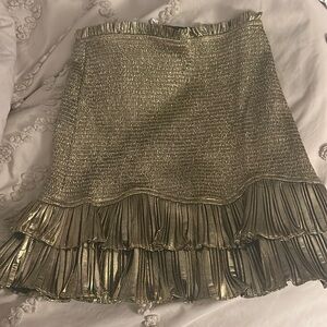 Metallic gold love shack fancy mini skirt. Never worn